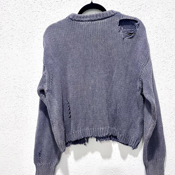 Zara Purple Distressed Knit Sweater L - Picture 6 of 10